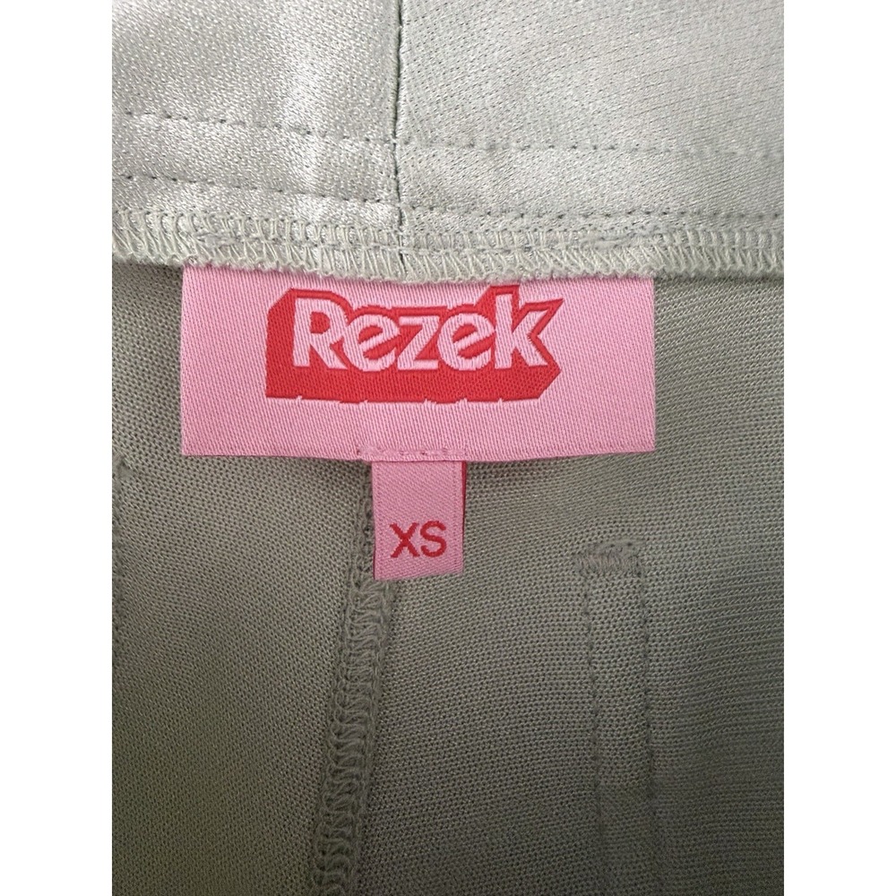 REZEK STUDIO Hustle Pants XS 70s Disco Hot Pants Flare Leg Mint Green Stretch - Picture 10 of 10